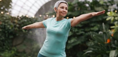 woman doing warrior pose